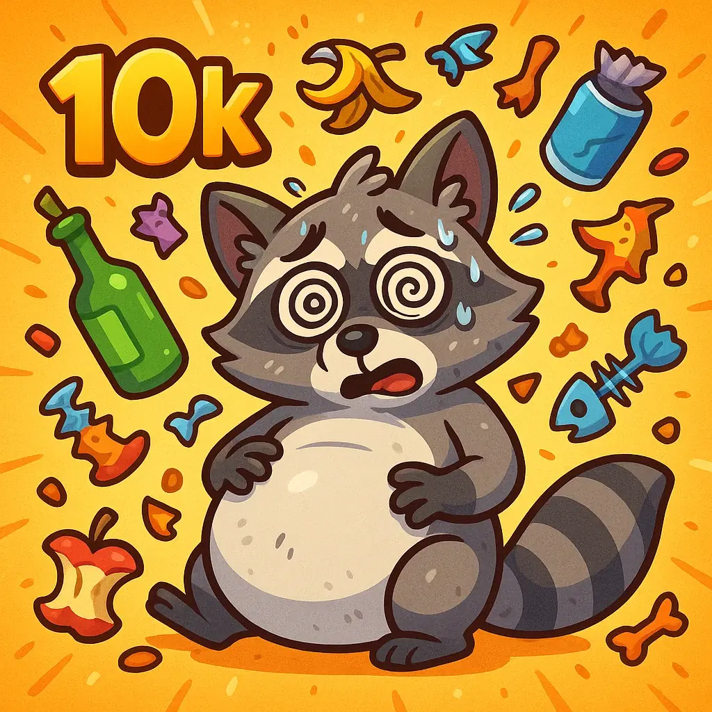 Verschlinge 10.000 Müllstücke